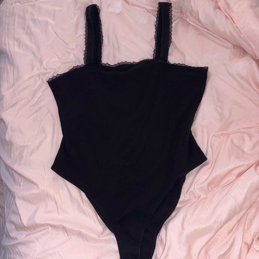 Forever 21 Black Lace Trim Bodysuit